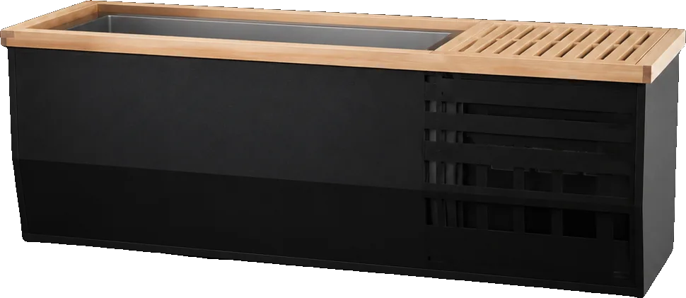 Hyperion commercial stainless ice bath with wood surround